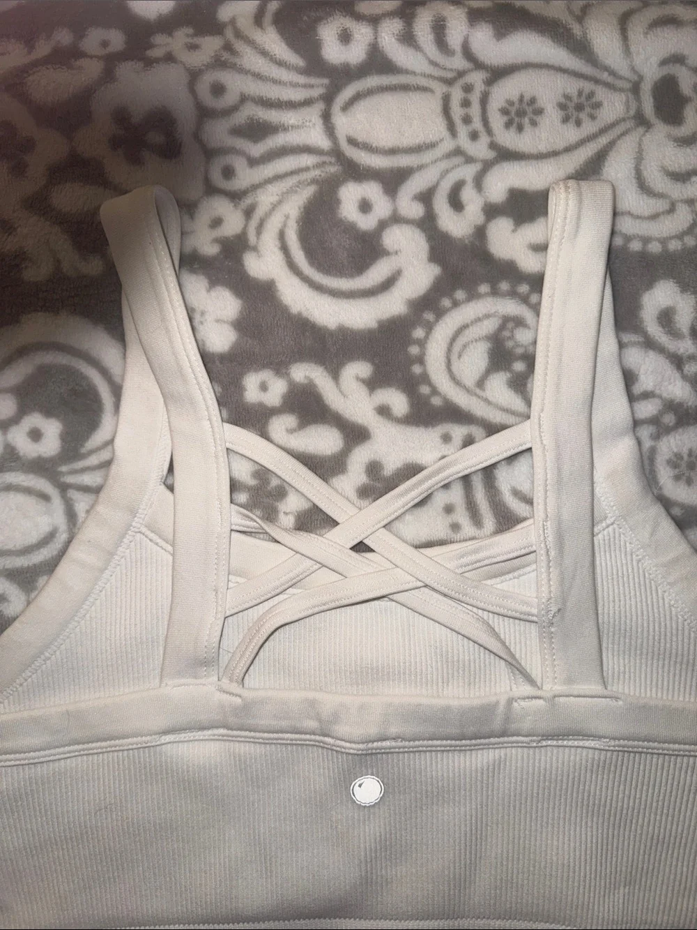 White Strappy Back Ribbed Bralette Sports Bra Tank